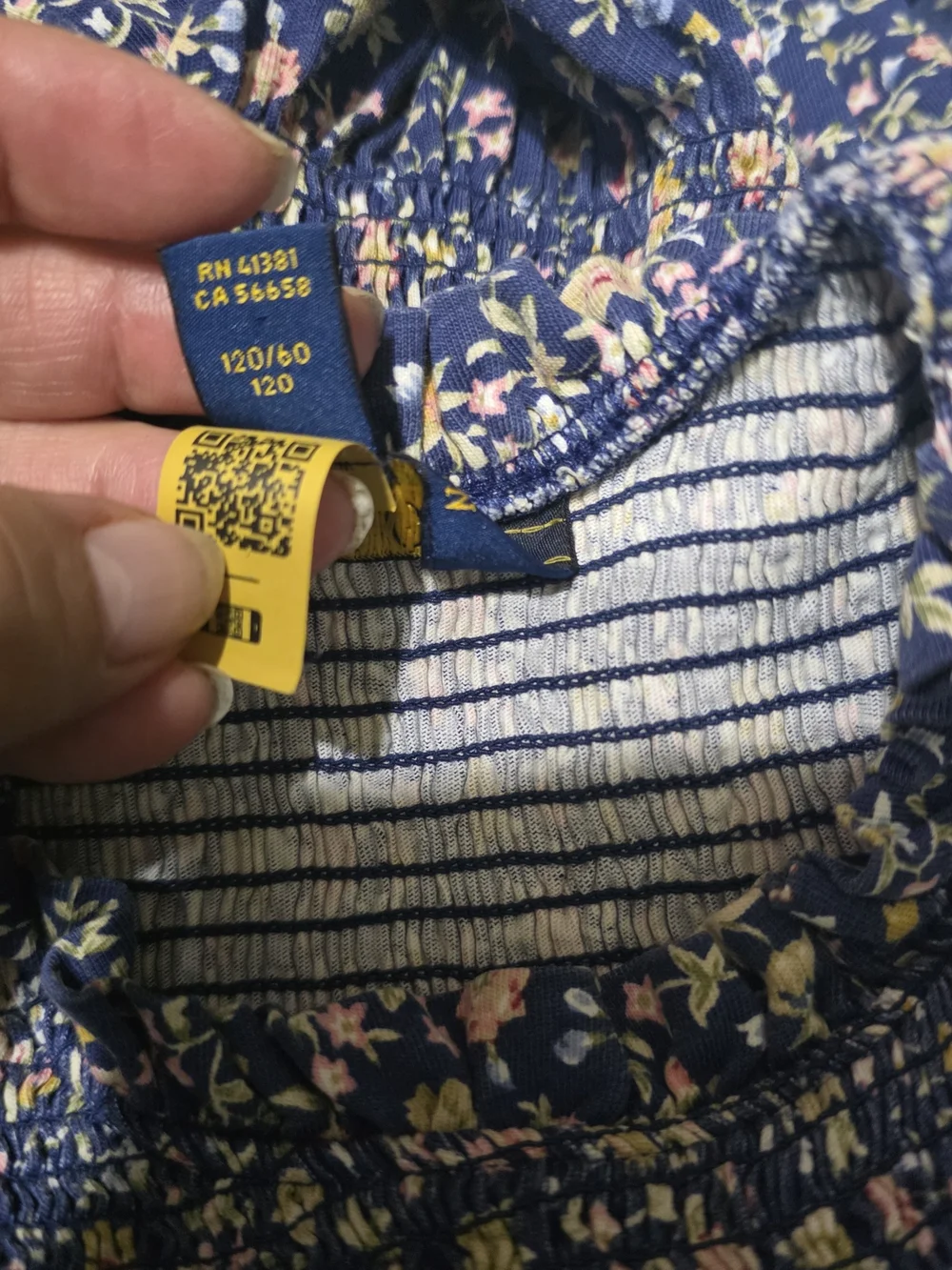 Kids Ralph Lauren Navy Floral Smocked Long-Sleeve Dress Used Size 6